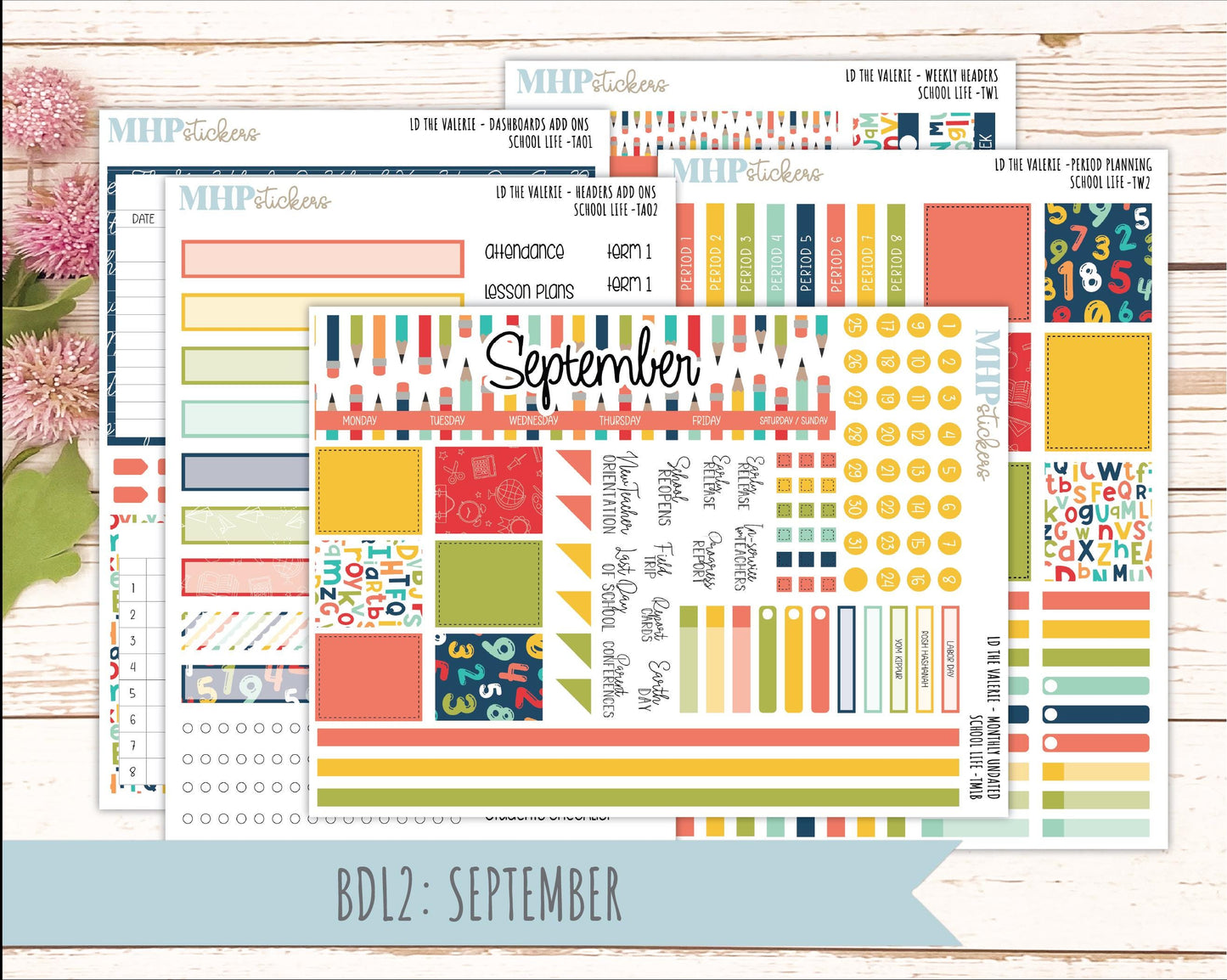 AUGUST & SEPTEMBER 2026 Stickers for The Valerie Laurel Denise Planner "School Life" || TC