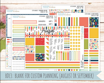 AUGUST & SEPTEMBER 2026 Stickers for The Valerie Laurel Denise Planner "School Life" || TC