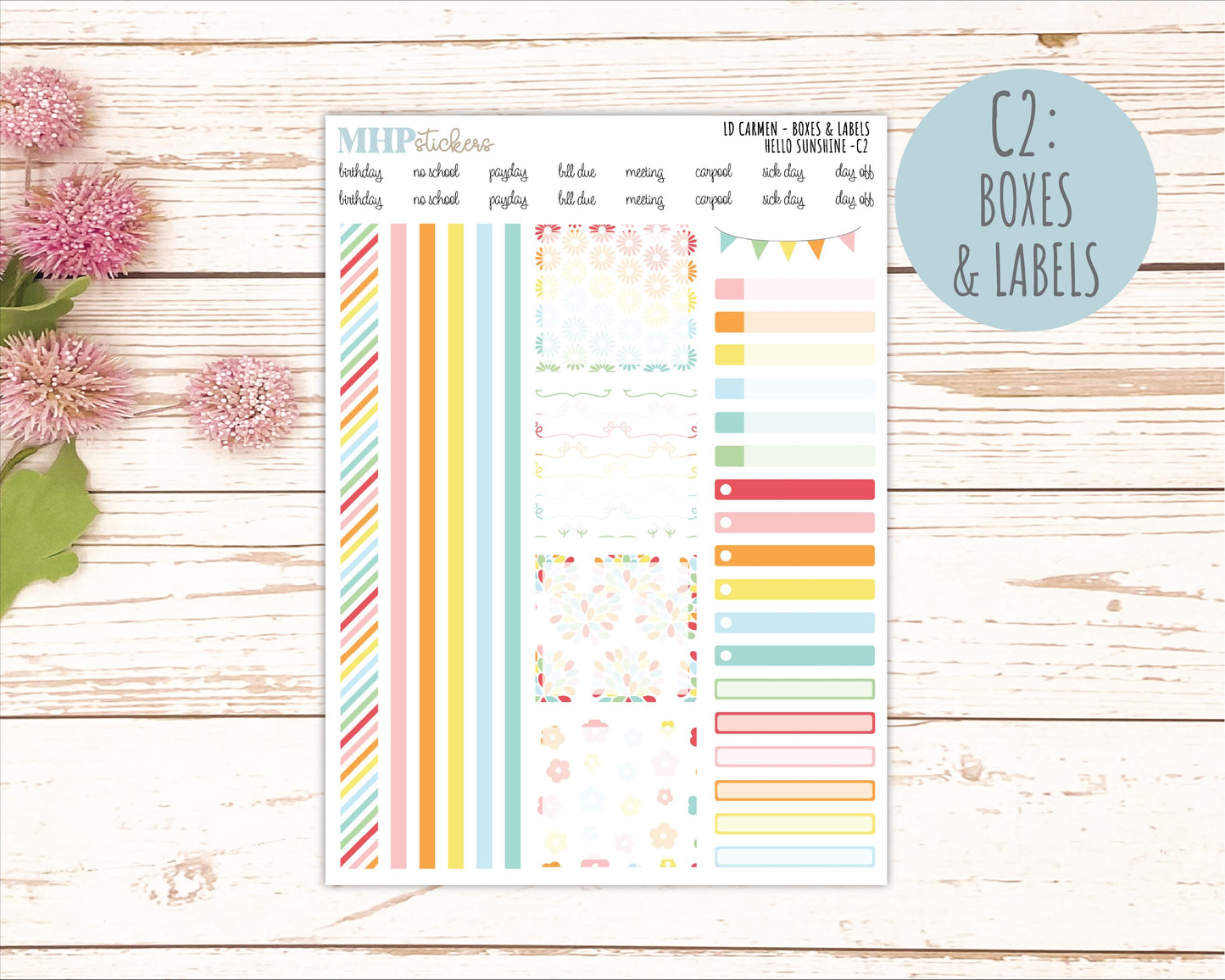 AUGUST 2026 Stickers for The Carmen Laurel Denise Planner "Hello Sunshine || C