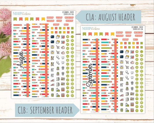 AUGUST & SEPTEMBER 2026 Stickers for The Carmen Laurel Denise Planner "School Life" || C