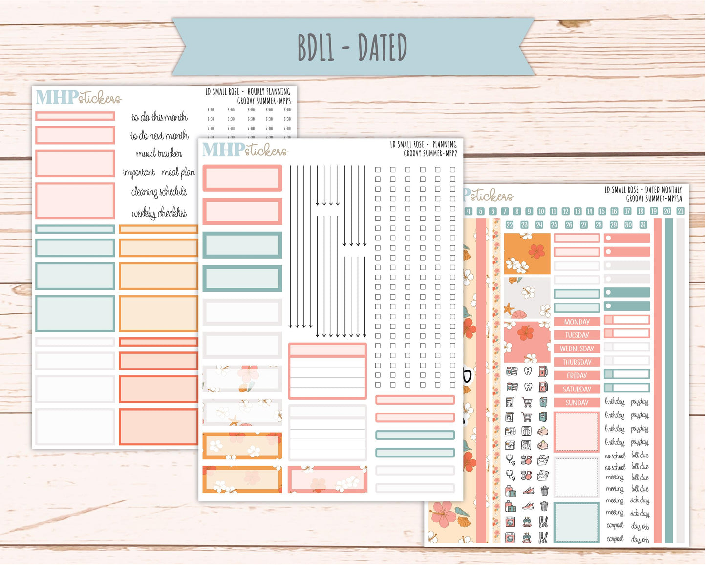 AUGUST 2026 Stickers for The Small Rose Laurel Denise Planner. "Groovy Summer" || MPP
