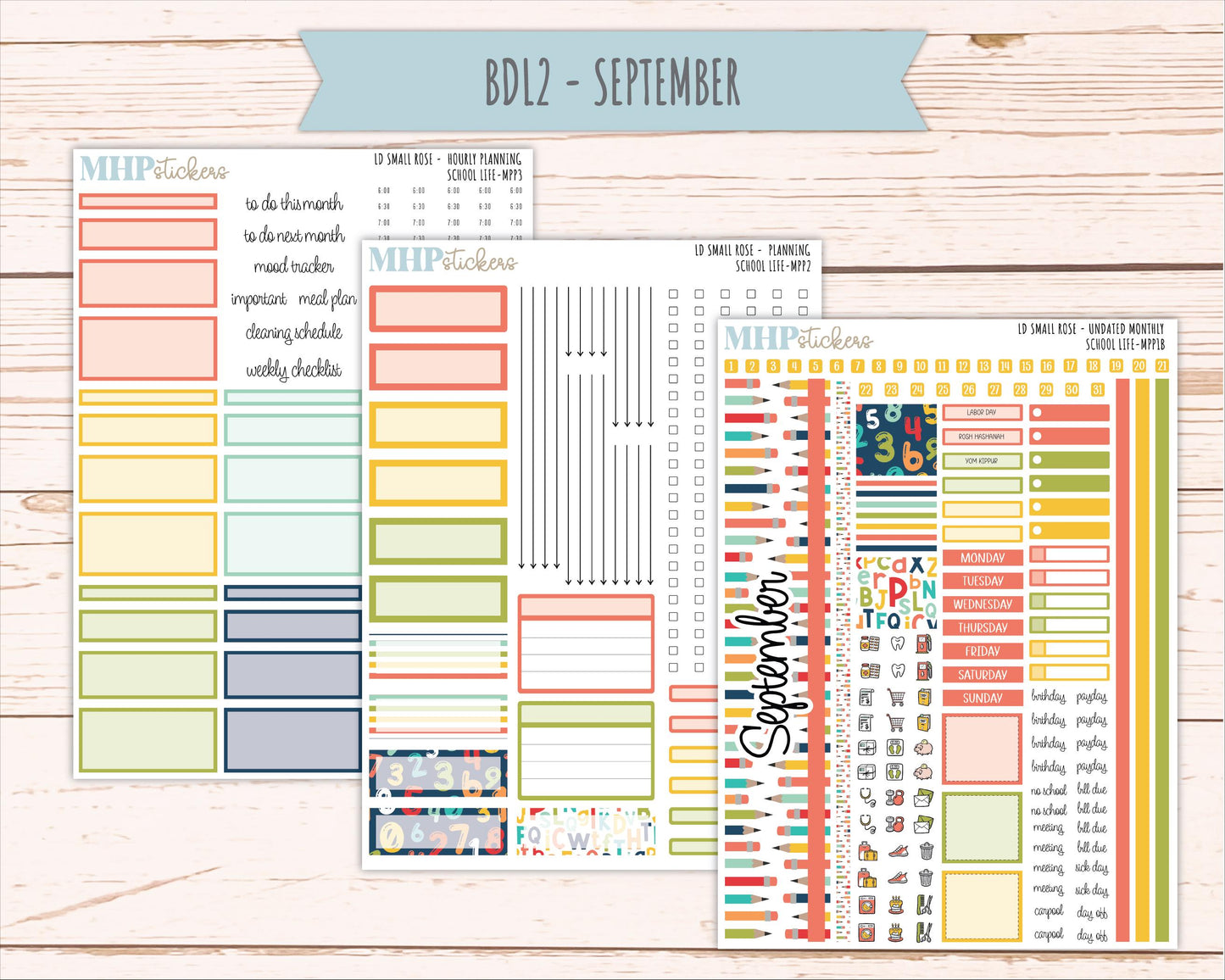 AUGUST & SEPTEMBER 2026 Stickers for The Small Rose Laurel Denise Planner. "School Life" || MPP