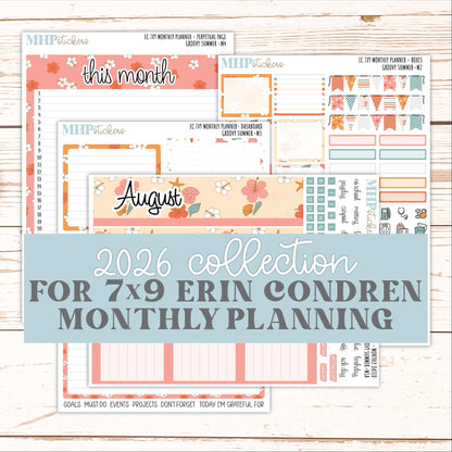 AUGUST Monthly Kit for 7x9 Erin Condren Planners. 2026 Collection "Groovy Summer" || ECM