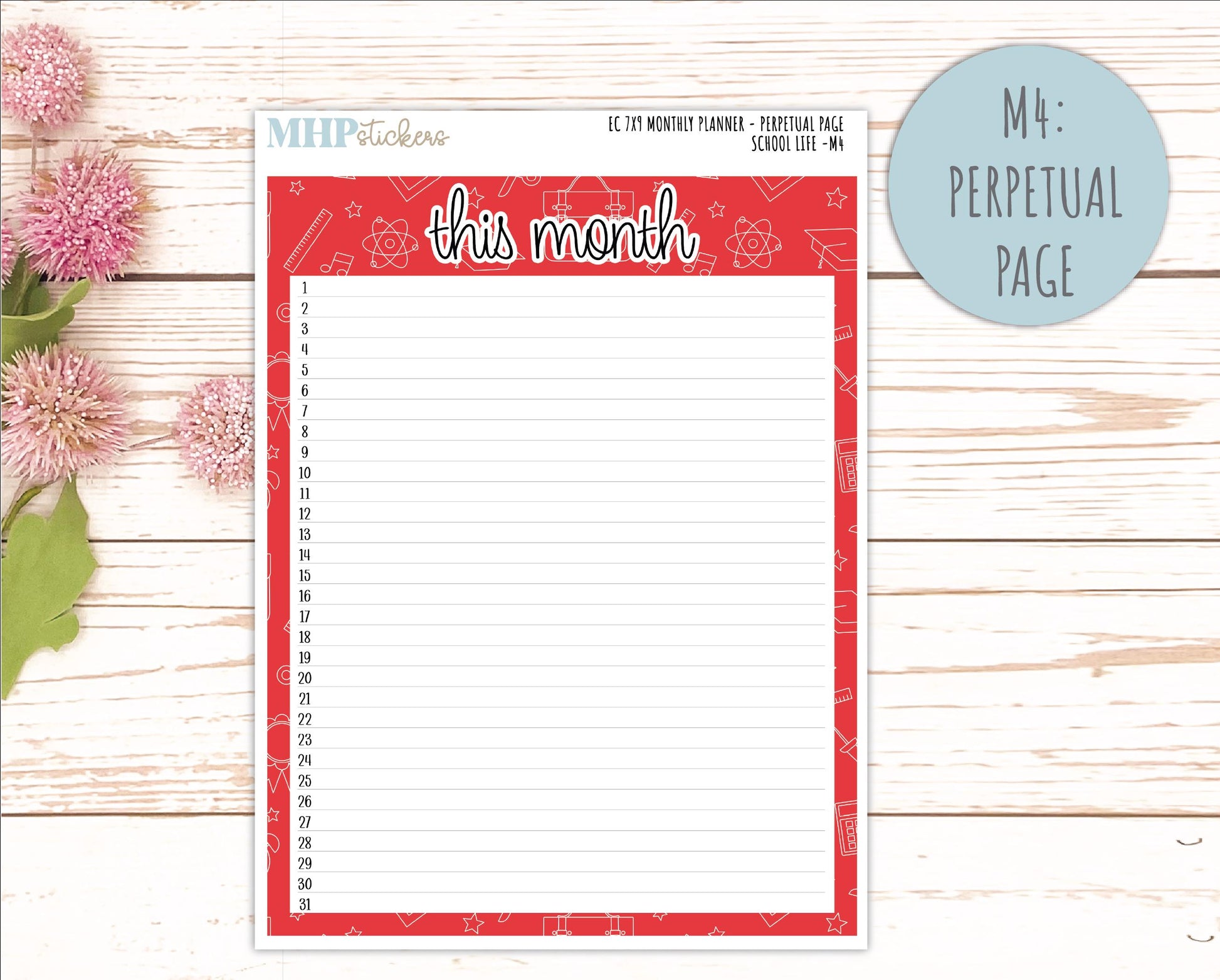 AUGUST & SEPTEMBER Monthly Kit for 7x9 Erin Condren Planners. 2026 Collection "School Life" || ECM