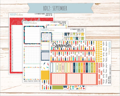 AUGUST & SEPTEMBER Monthly Kit for 7x9 Erin Condren Planners. 2026 Collection "School Life" || ECM