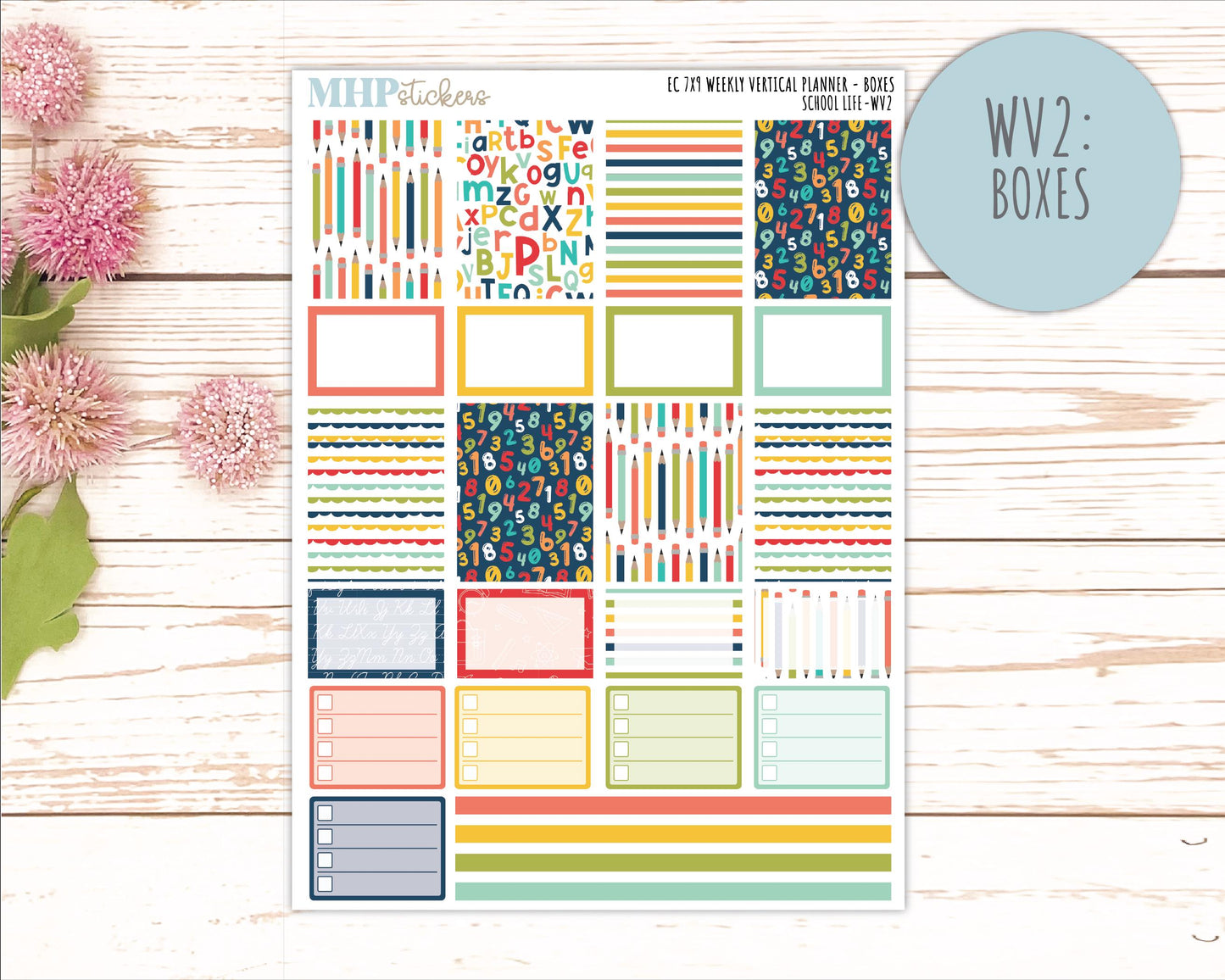 AUGUST & SEPTEMBER Weekly Vertical Kits for 7x9 Erin Condren Planners. 2026 Collection "School Life" || ECWV