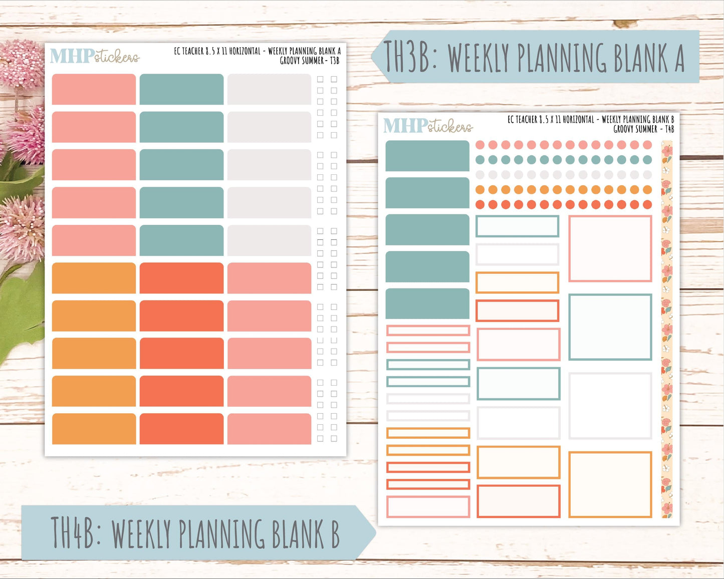 AUGUST Stickers for EC Teacher Lesson Planner - Horizontal Layout. 2026 Collection "Groovy Summer" || ECTH