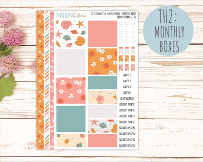 AUGUST Stickers for EC Teacher Lesson Planner - Horizontal Layout. 2026 Collection "Groovy Summer" || ECTH