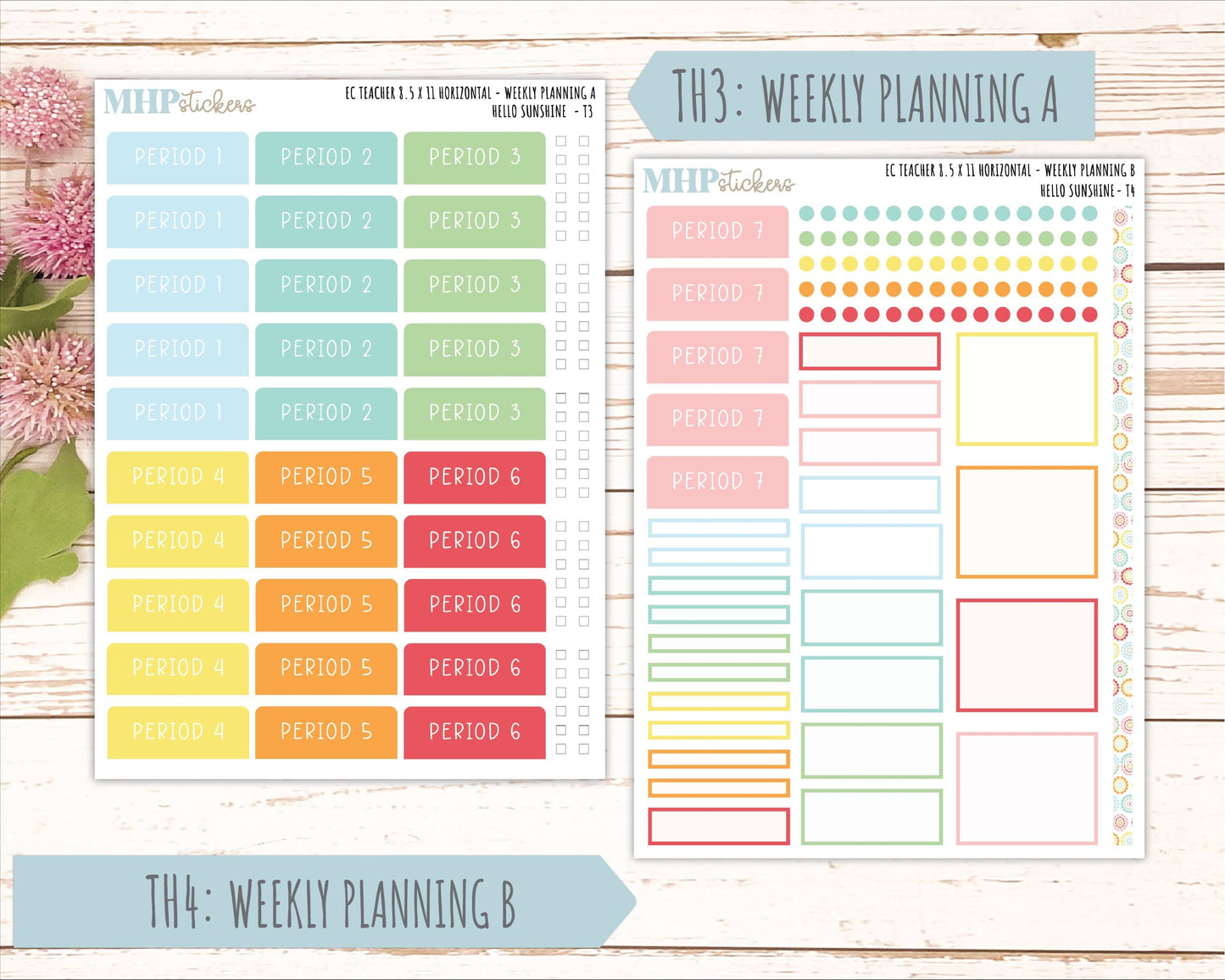 AUGUST Stickers for EC Teacher Lesson Planner - Horizontal Layout. 2026 Collection "Hello Sunshine" || ECTH