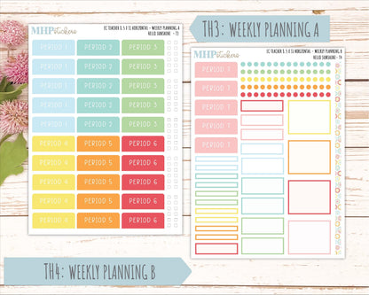 AUGUST Stickers for EC Teacher Lesson Planner - Horizontal Layout. 2026 Collection "Hello Sunshine" || ECTH