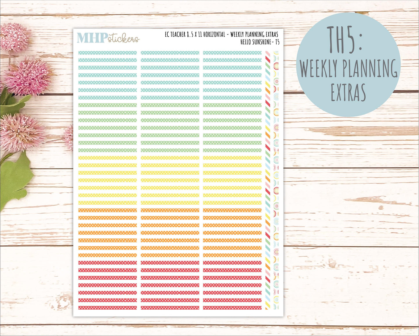 AUGUST Stickers for EC Teacher Lesson Planner - Horizontal Layout. 2026 Collection "Hello Sunshine" || ECTH