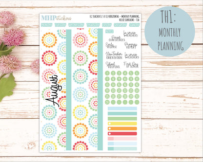 AUGUST Stickers for EC Teacher Lesson Planner - Horizontal Layout. 2026 Collection "Hello Sunshine" || ECTH
