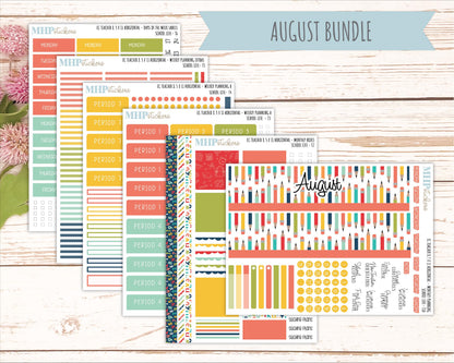AUGUST & SEPTEMBER Stickers for Erin Condren Teacher Lesson Planner - Horizontal Layout. 2026 Collection "School Life" || ECTH