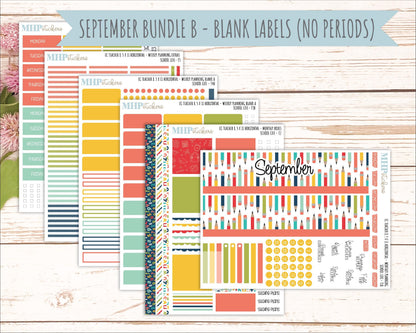 AUGUST & SEPTEMBER Stickers for Erin Condren Teacher Lesson Planner - Horizontal Layout. 2026 Collection "School Life" || ECTH