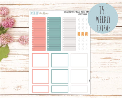 AUGUST Stickers for EC Teacher Lesson Planner - Vertical Layout. 2026 Collection "Groovy Summer" || ECTV