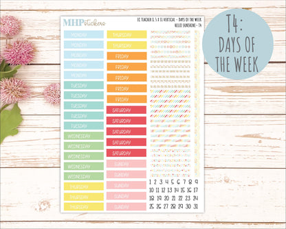AUGUST Stickers for EC Teacher Lesson Planner - Vertical Layout. 2026 Collection "Hello Sunshine" || ECTV