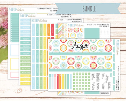 AUGUST Stickers for EC Teacher Lesson Planner - Vertical Layout. 2026 Collection "Hello Sunshine" || ECTV