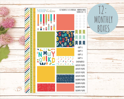 AUGUST & SEPTEMBER Stickers for Erin Condren Teacher Lesson Planner - Vertical Layout. 2026 Collection "Hello Sunshine" || ECTV