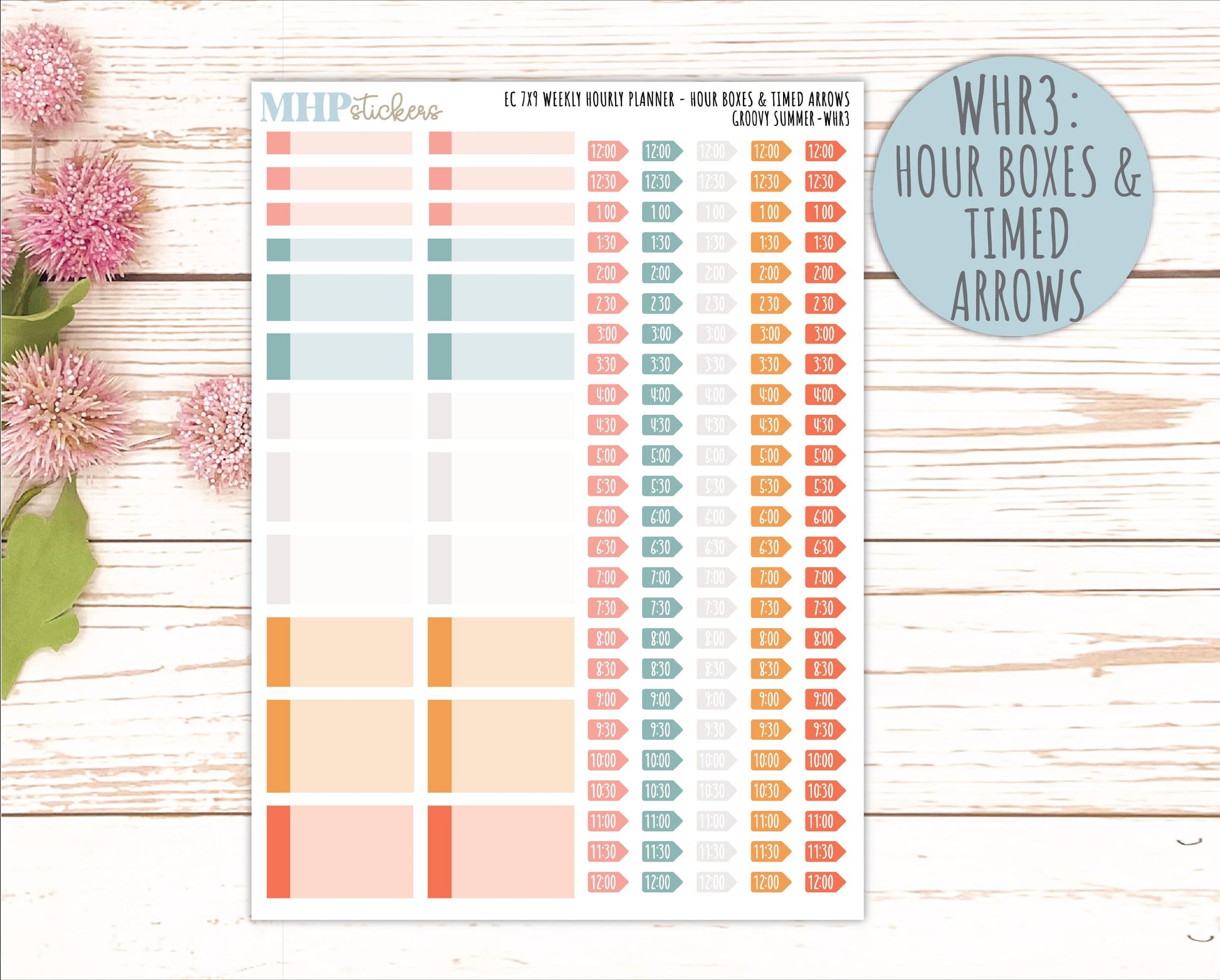 AUGUST Weekly Hourly Planning Kits for 7x9 Erin Condren Planners. 2026 Collection "Groovy Summer" || ECWHR