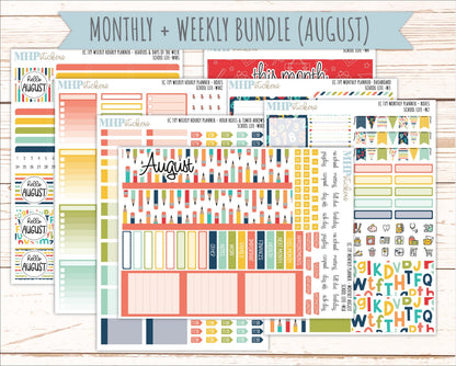 AUGUST & SEPTEMBER Weekly Hourly Planning Kits for 7x9 Erin Condren Planners. 2026 Collection "School Life" || ECWHR
