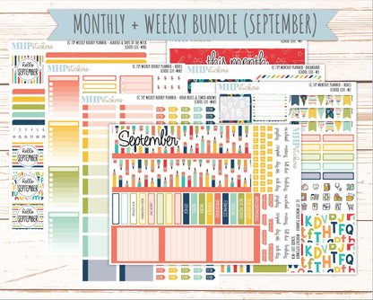 AUGUST & SEPTEMBER Weekly Hourly Planning Kits for 7x9 Erin Condren Planners. 2026 Collection "School Life" || ECWHR