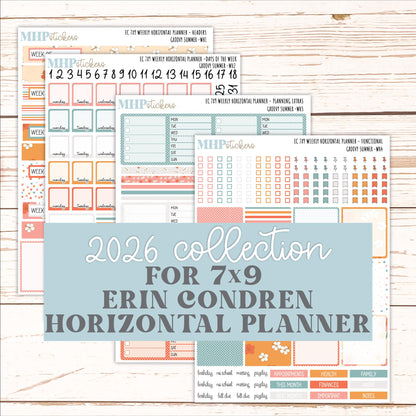 AUGUST Weekly Horizontal Planning Kit for 7x9 Erin Condren Planners. 2026 Collection "Groovy Summer " || ECWH
