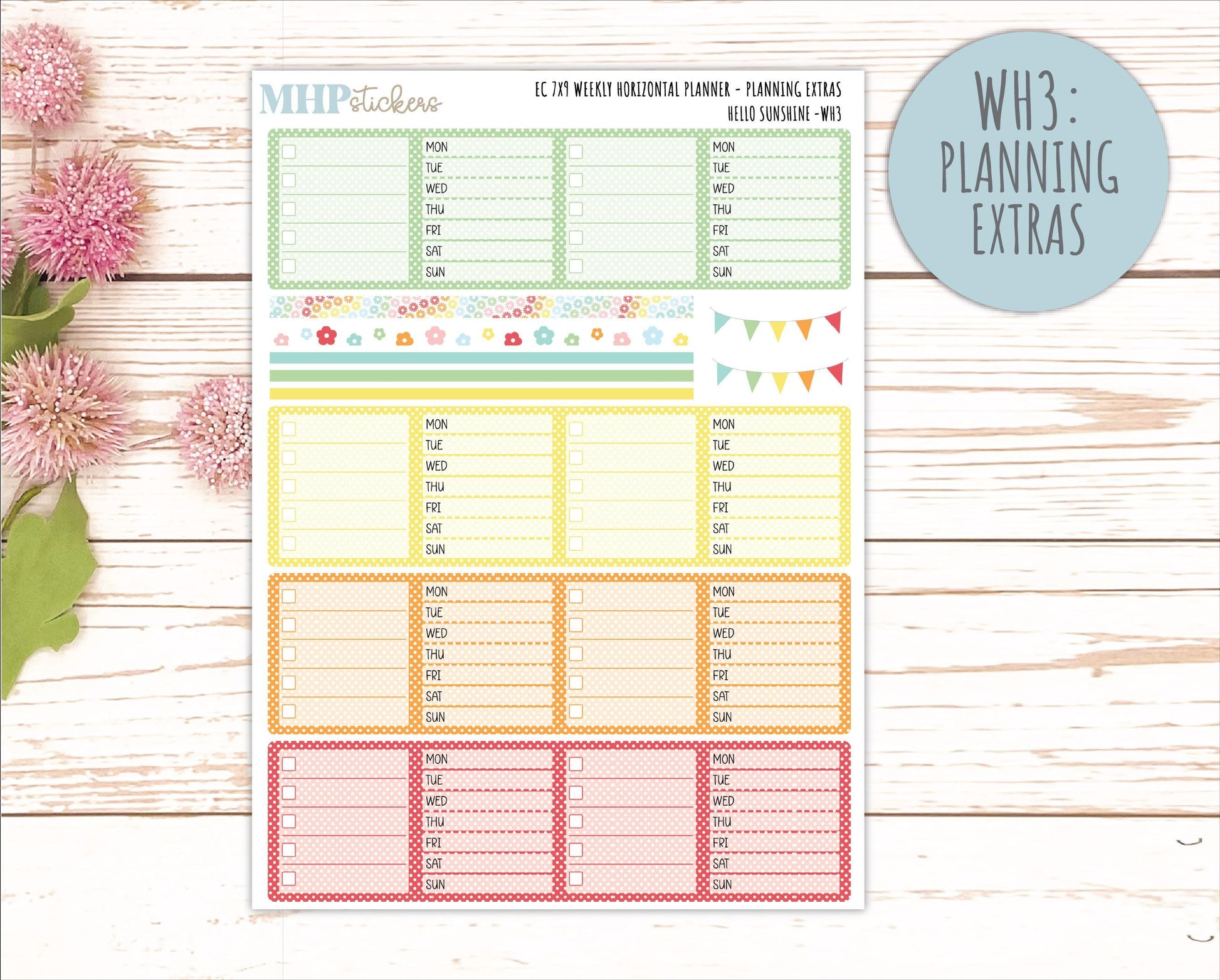 AUGUST Weekly Horizontal Planning Kit for 7x9 Erin Condren Planners. 2026 Collection "Hello Sunshine" || ECWH