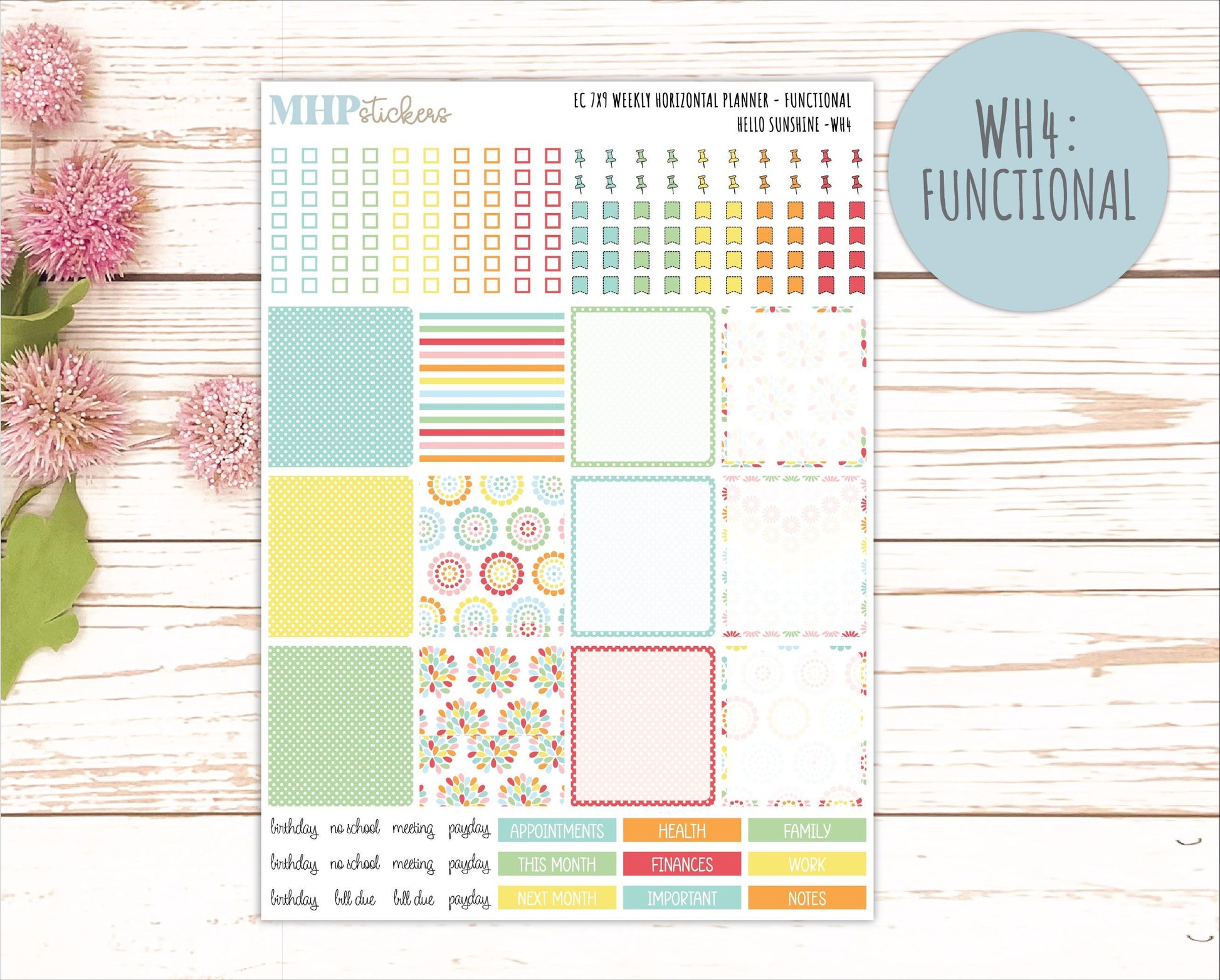 AUGUST Weekly Horizontal Planning Kit for 7x9 Erin Condren Planners. 2026 Collection "Hello Sunshine" || ECWH