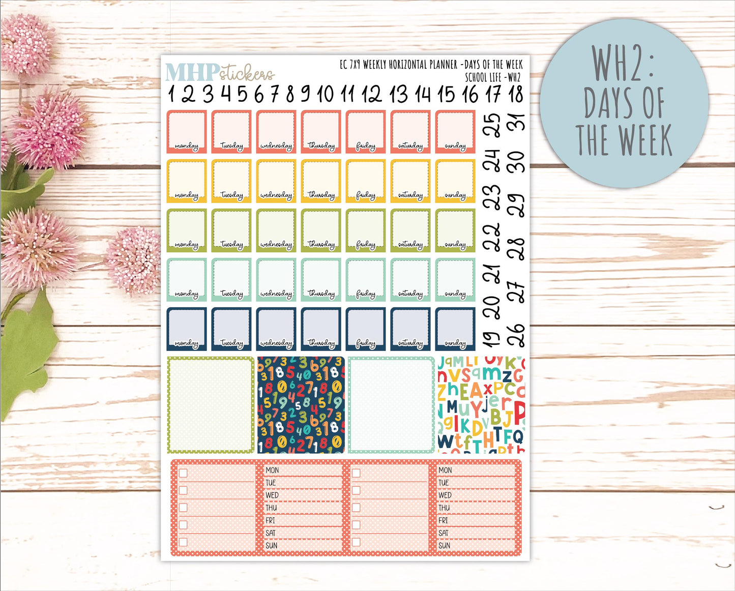 AUGUST & SEPTEMBER Weekly Horizontal Planning Kit for 7x9 Erin Condren Planners. 2026 Collection "School Life" || ECWH