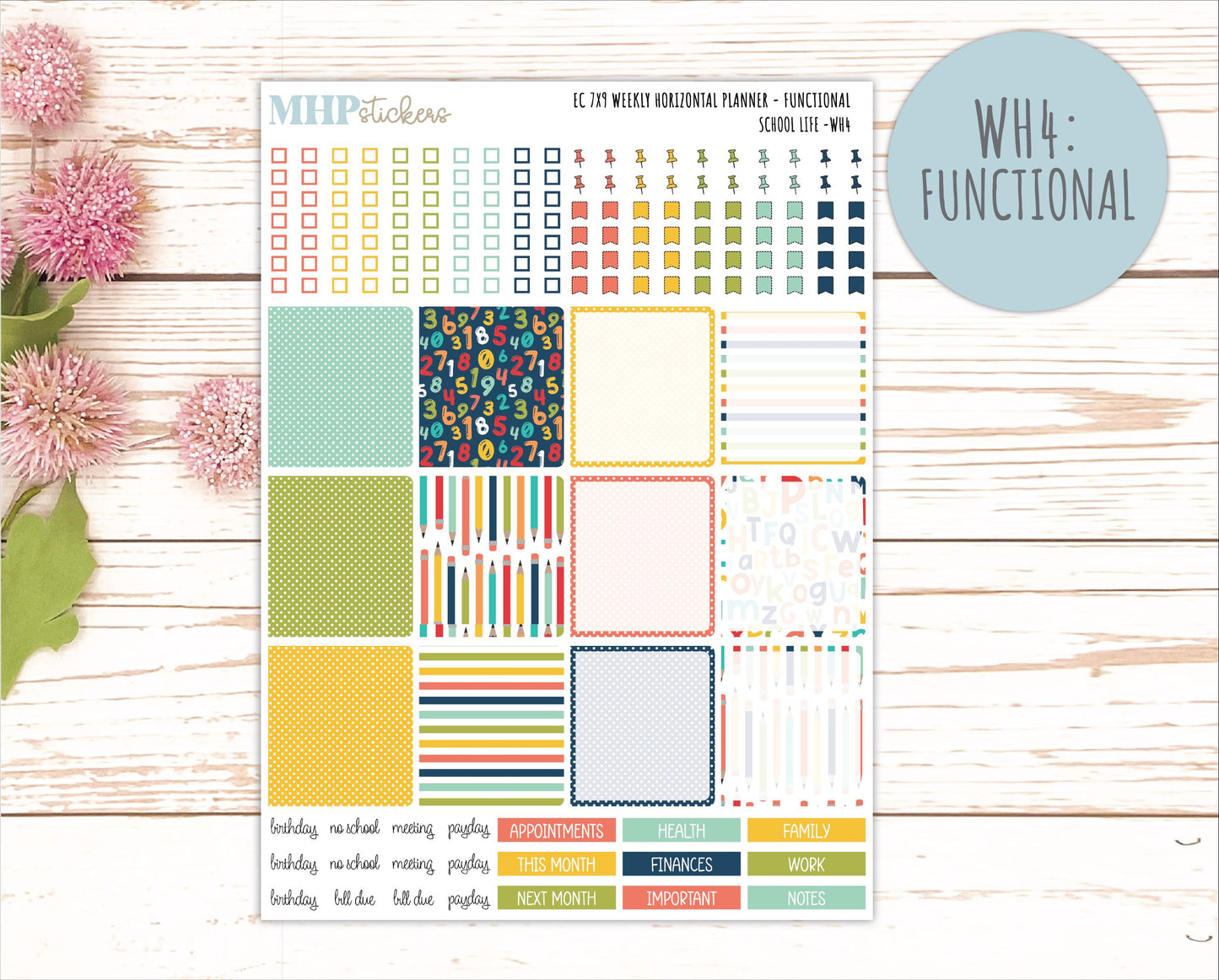 AUGUST & SEPTEMBER Weekly Horizontal Planning Kit for 7x9 Erin Condren Planners. 2026 Collection "School Life" || ECWH