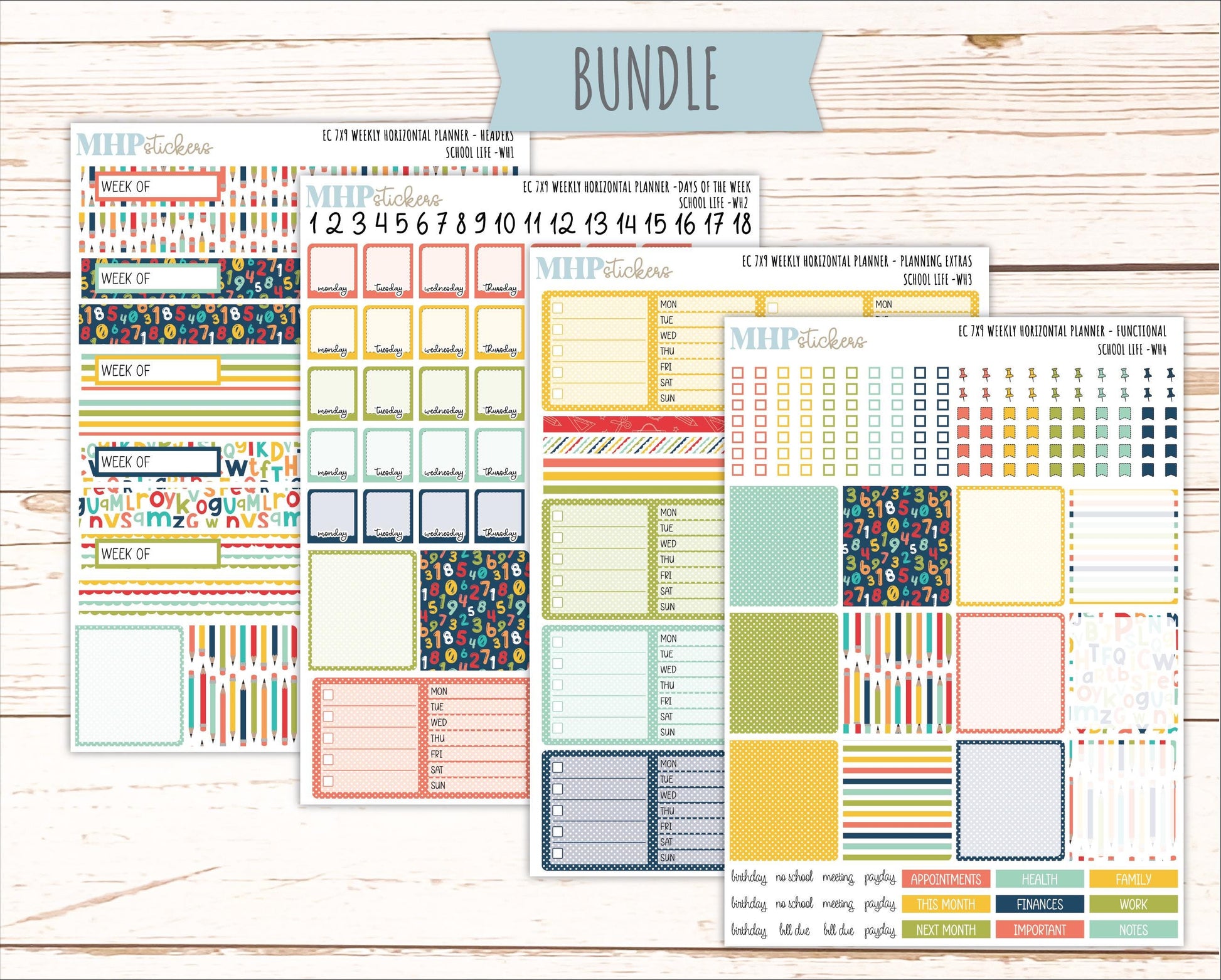 AUGUST & SEPTEMBER Weekly Horizontal Planning Kit for 7x9 Erin Condren Planners. 2026 Collection "School Life" || ECWH