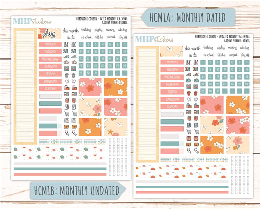 AUGUST 2026 Stickers for Hobonichi Cousin. A5 Planners "Groovy Summer" || HC