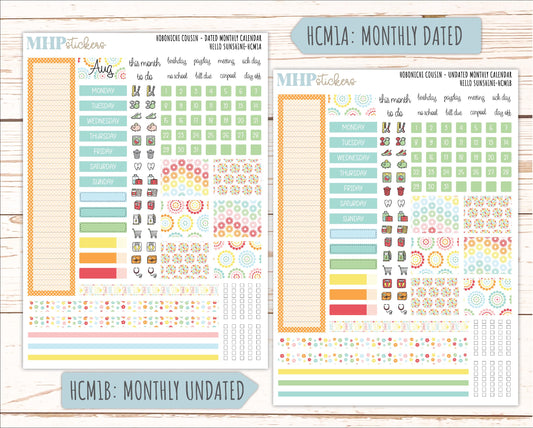 AUGUST 2026 Stickers for Hobonichi Cousin. A5 Planners "Hello Sunshine" || HC