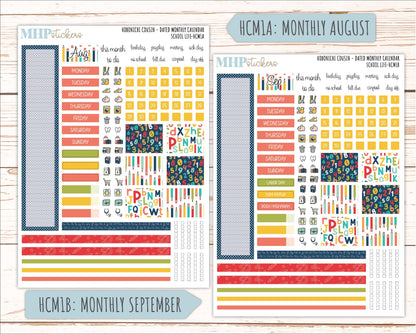 AUGUST & SEPTEMBER 2026 Stickers for Hobonichi Cousin. A5 Planners "School Life" || HC