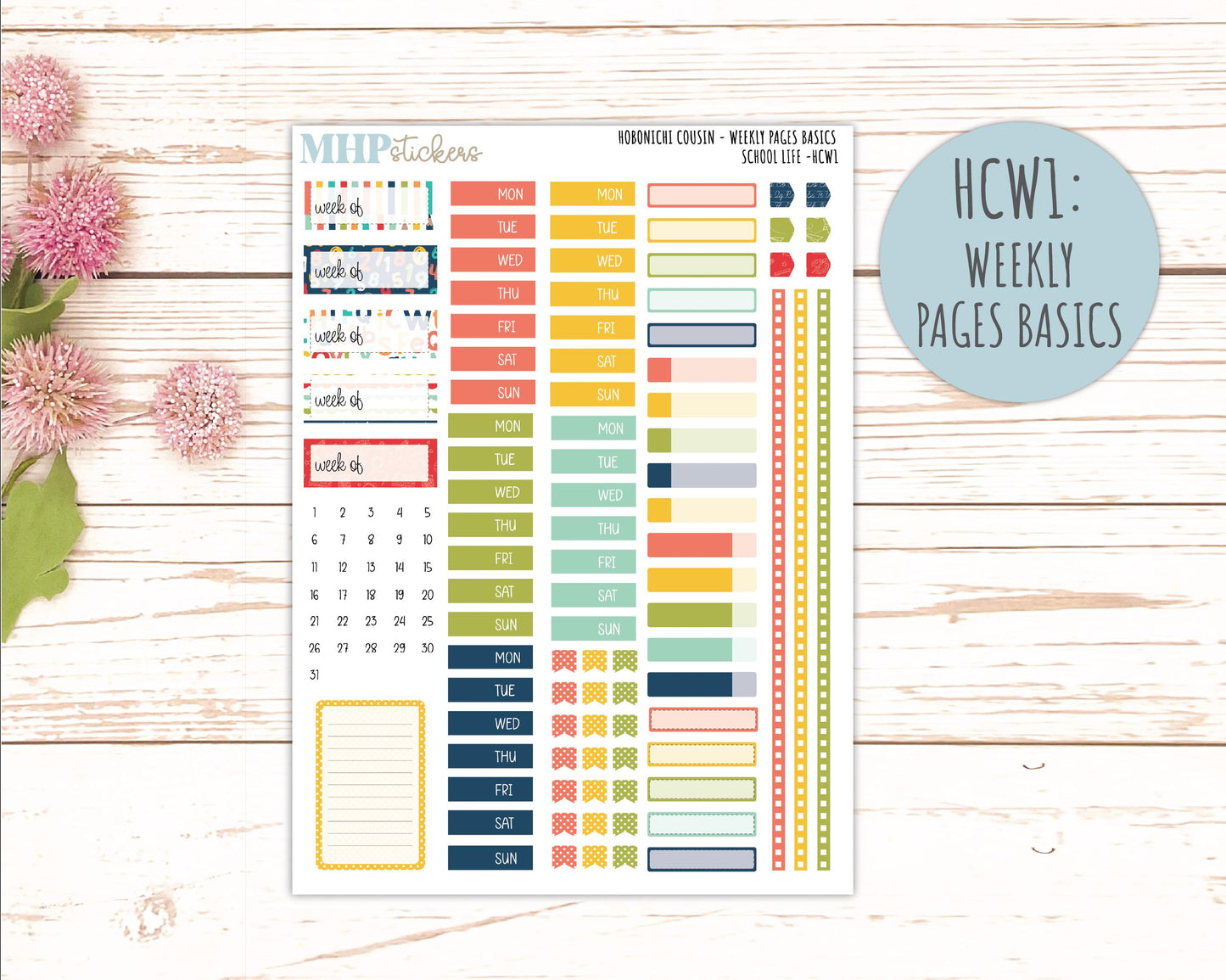 AUGUST & SEPTEMBER 2026 Stickers for Hobonichi Cousin. A5 Planners "School Life" || HC