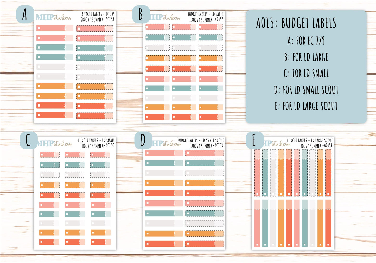 Basic Labels & Habit Trackers. ADD-Ons for Monthly Kits "Groovy Summer" || AOBL