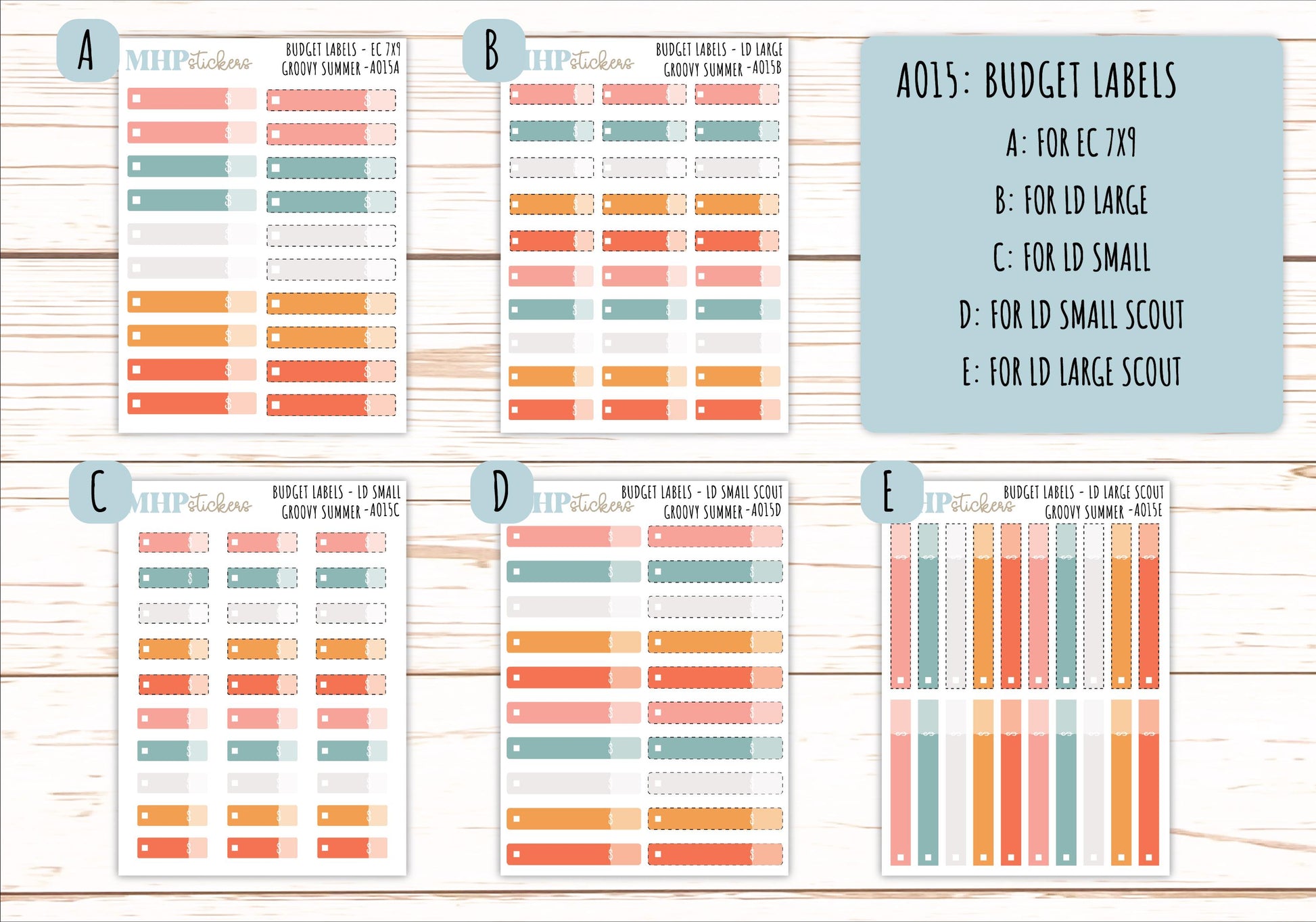 Basic Labels & Habit Trackers. ADD-Ons for Monthly Kits "Groovy Summer" || AOBL