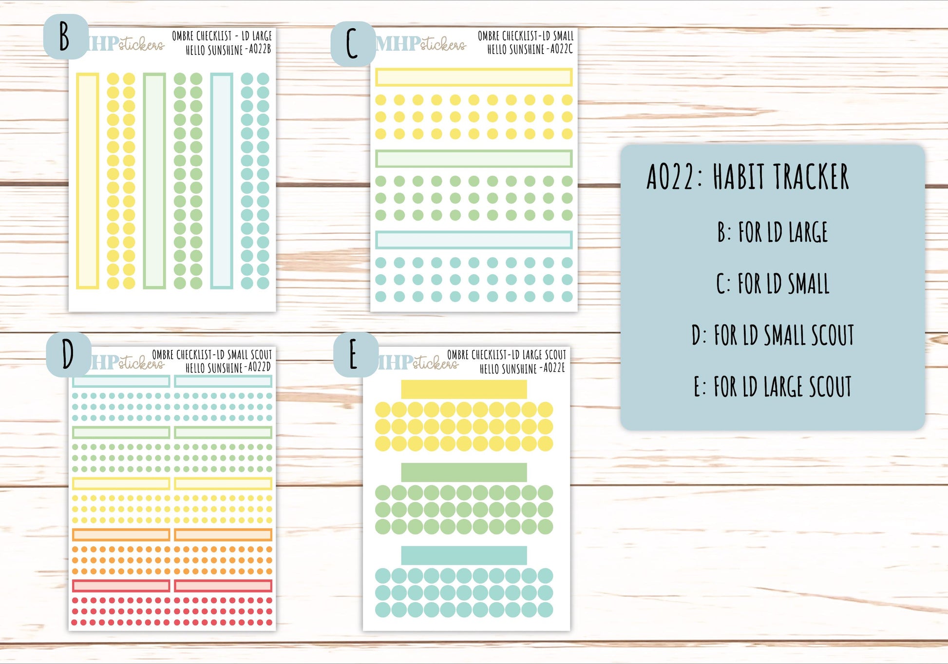 Basic Labels & Habit Trackers. ADD-Ons for Monthly Kits "Hello Sunshine" || AOBL