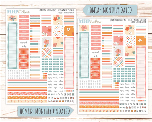 AUGUST 2026 Stickers for Hobonichi Techo Original. A6 Planners "Groovy Summer" || HO