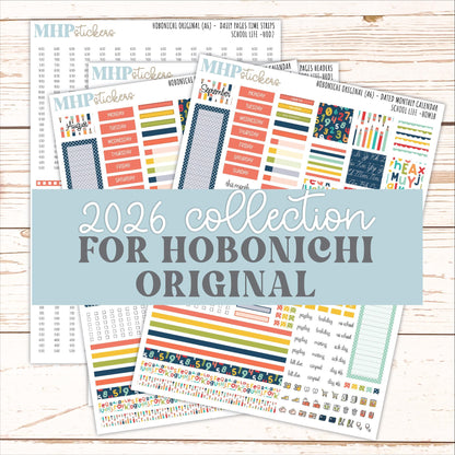 AUGUST & SEPTEMBER 2026 Stickers for Hobonichi Techo Original. A6 Planners "School Life" || HO