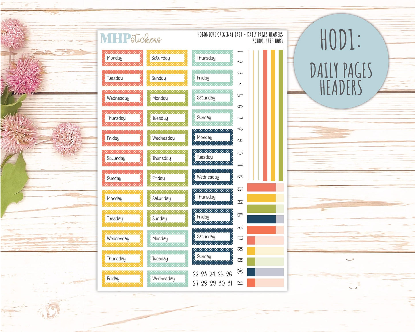 AUGUST & SEPTEMBER 2026 Stickers for Hobonichi Techo Original. A6 Planners "School Life" || HO