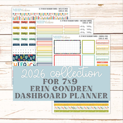 AUGUST & SEPTEMBER Weekly Dashboard Kit for 7x9 Erin Condren Planners. 2026 Collection "School Life" || ECWDS