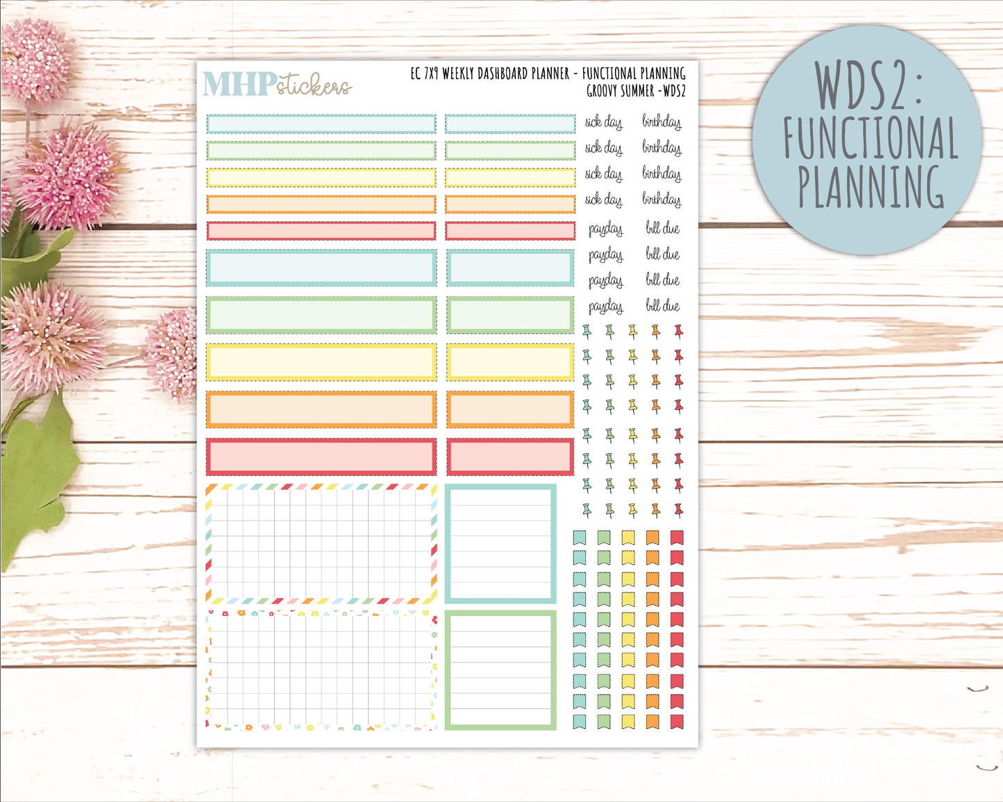 AUGUST Daily Duo Sticker Kit for 7x9 Erin Condren Planners. 2026 Collection "Hello Sunshine"|| ECDD