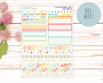 AUGUST Daily Duo Sticker Kit for 7x9 Erin Condren Planners. 2026 Collection "Hello Sunshine"|| ECDD