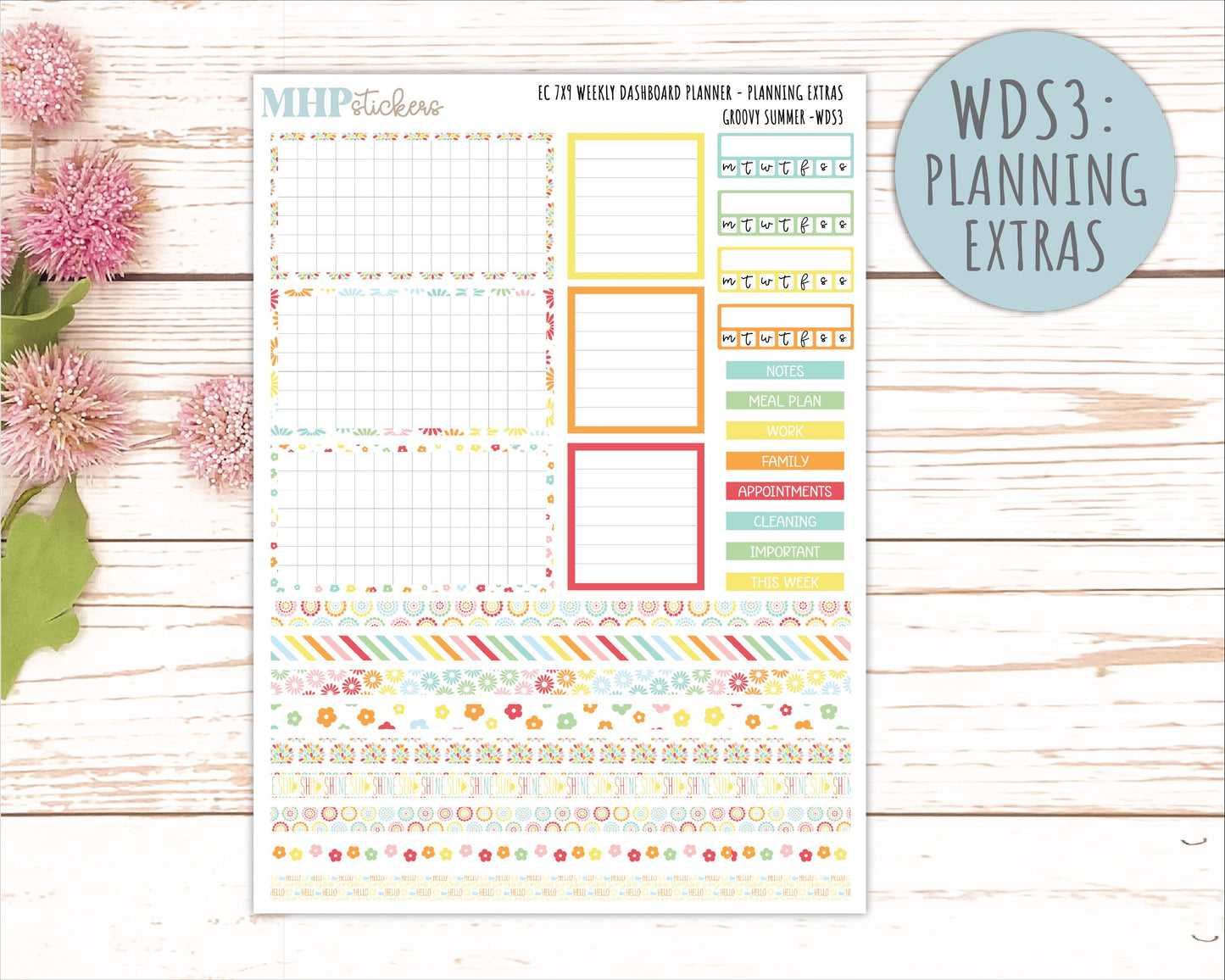 AUGUST Daily Duo Sticker Kit for 7x9 Erin Condren Planners. 2026 Collection "Hello Sunshine"|| ECDD