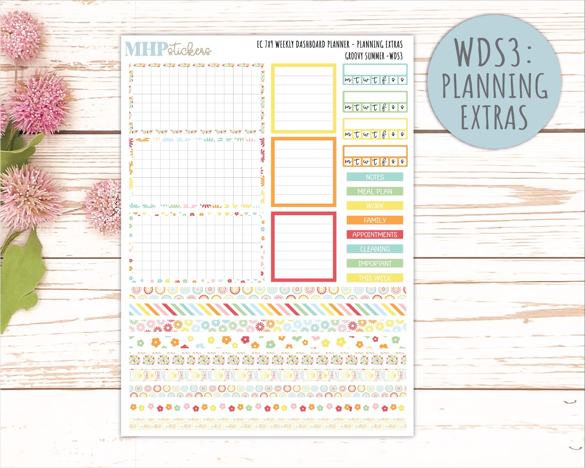 AUGUST Daily Duo Sticker Kit for 7x9 Erin Condren Planners. 2026 Collection "Hello Sunshine"|| ECDD