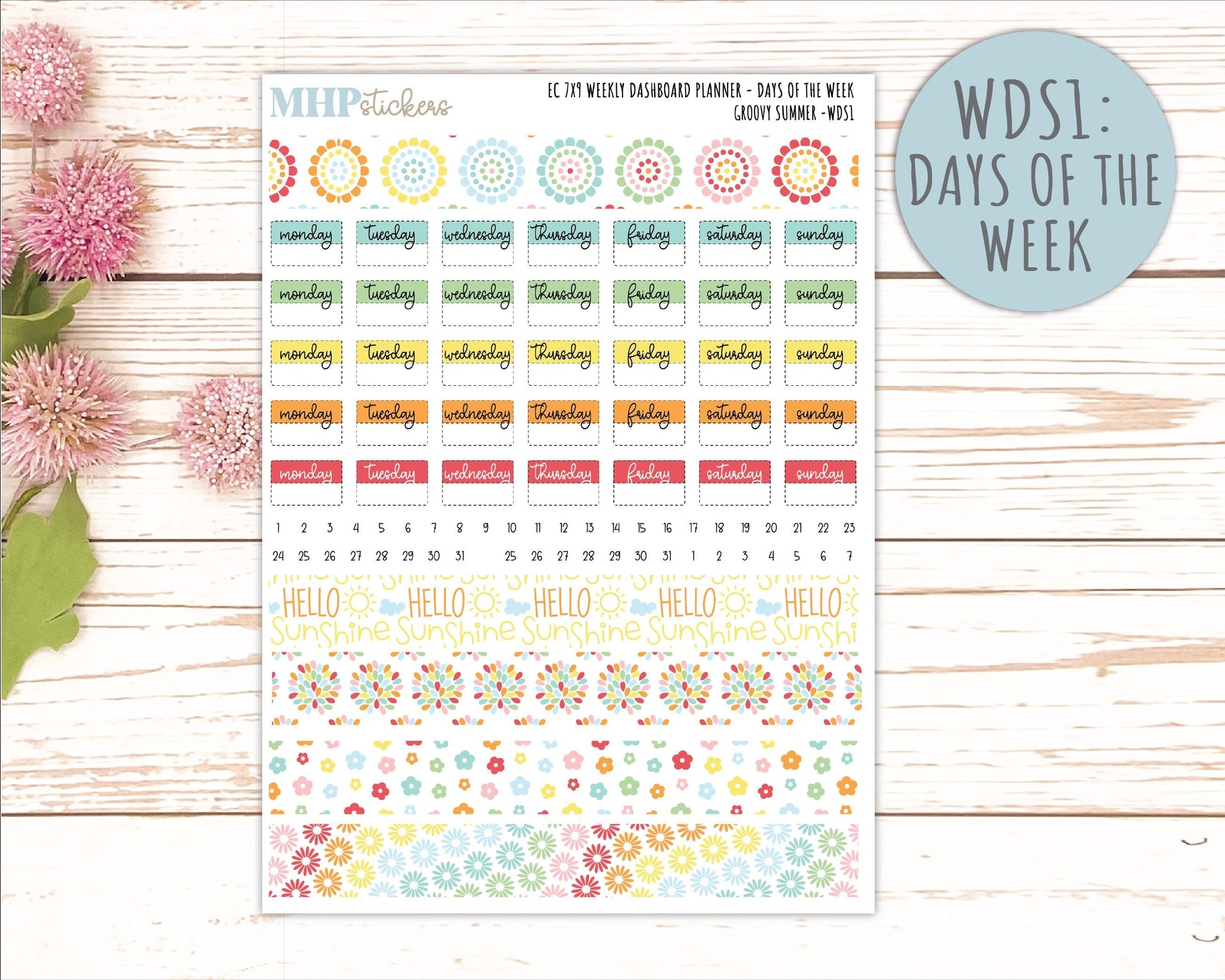 AUGUST Daily Duo Sticker Kit for 7x9 Erin Condren Planners. 2026 Collection "Hello Sunshine"|| ECDD