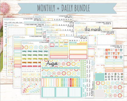AUGUST Daily Duo Sticker Kit for 7x9 Erin Condren Planners. 2026 Collection "Hello Sunshine"|| ECDD