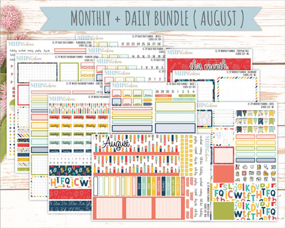 AUGUST & SEPTEMBER Daily Duo Sticker Kit for 7x9 Erin Condren Planners. 2026 Collection "School Life" || ECDD