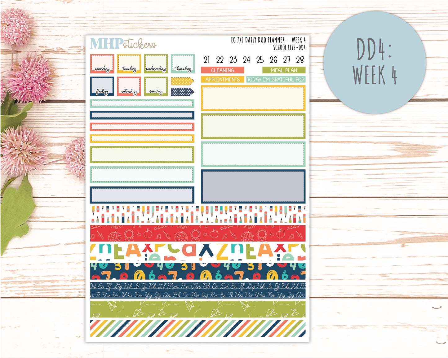AUGUST & SEPTEMBER Daily Duo Sticker Kit for 7x9 Erin Condren Planners. 2026 Collection "School Life" || ECDD